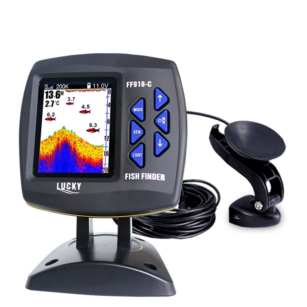 Tomshoo FF918-C100DS Color Screen Wired Fish Finder Dual Frequency 328ft100m Water Depth Boat Fish Finder