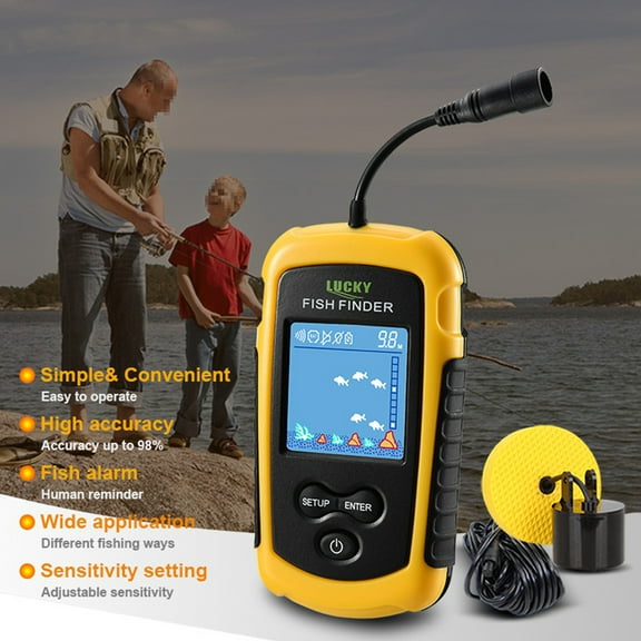 LUCKY Fishing Finder,Fish 100m Sonar Wired Fish 100m Lcd Color Screen Color Screen Portable 100m Sonar Sounders Screen Portable Wired Portable Wired Fish Funien