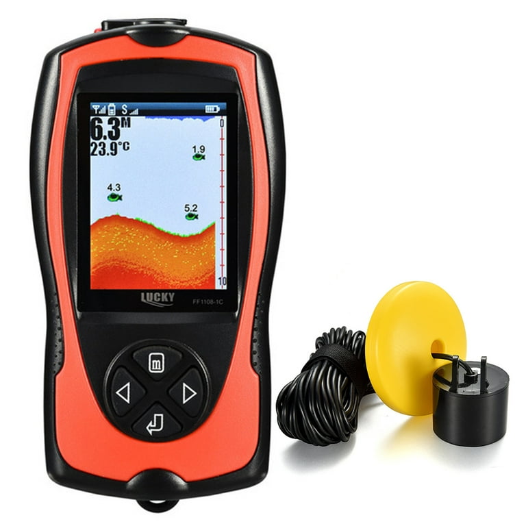 LUCKY Portable Fish Finder Transducer Sonar Sensor 147 Feet Water Depth  Finder LCD Screen Echo Sounder Fishfinder for Ice Fishing Sea Fishing