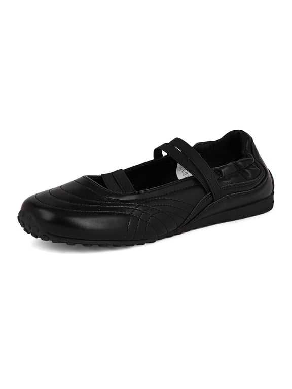 Ballet Flats Mary Jane Fashion Sneakers Elastic Strap Dressy Casual Shoes,Black,Womens