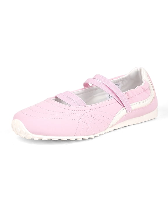 Ballet Flats Mary Jane Fashion Sneakers Elastic Strap Dressy Casual Shoes,Pink,Womens
