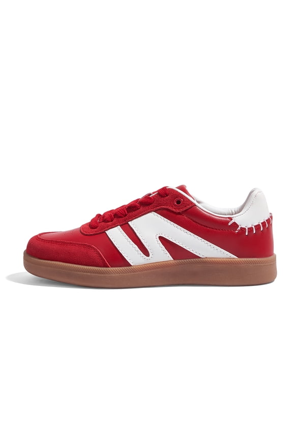 Womens Classic Retro Gum Sole Fashion Sneakers Genuine Leather Anti Slip Casual Shoes,Red