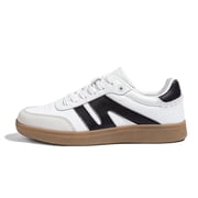 Womens Classic Retro Gum Sole Fashion Sneakers Genuine Leather Anti Slip Casual Shoes,White&Black
