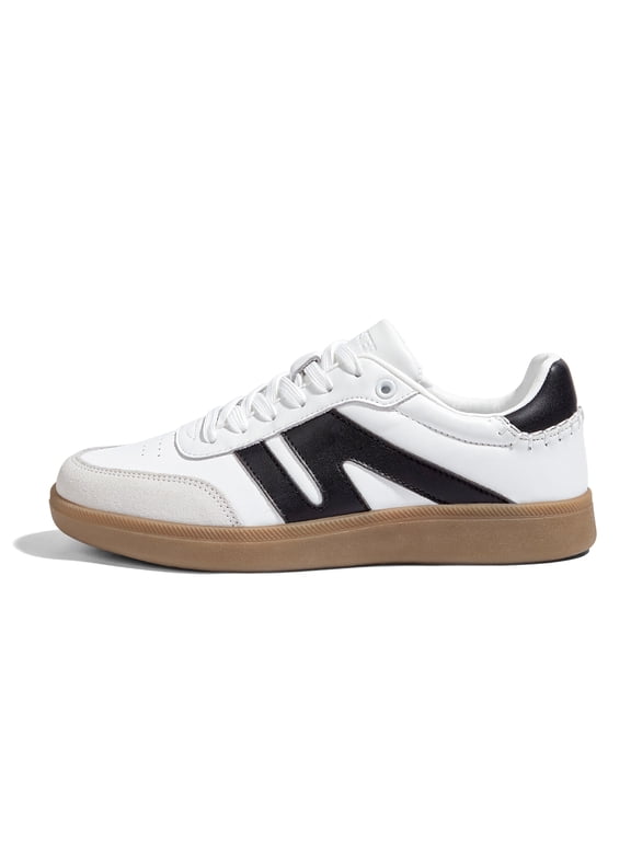 Womens Classic Retro Gum Sole Fashion Sneakers Anti Slip Casual Shoes,White&Black