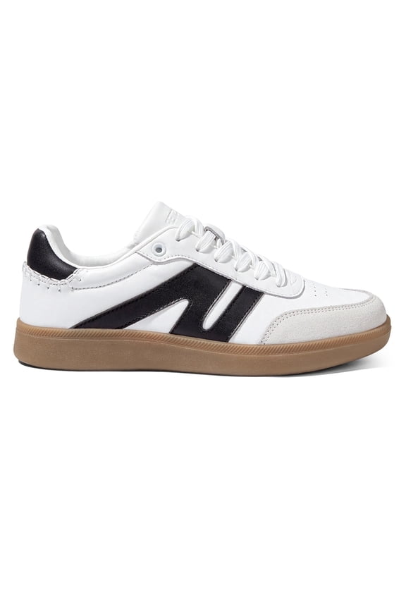 Casual Retro Sneakers Fashion Tennis Walking Shoes,White/Black,Womens