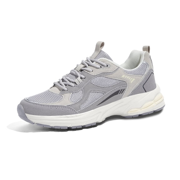 LUCKY STEP Chunky Fashion Mesh Sneakers Casual Running Walking Shoes,Grey,Womens