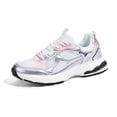 thumbnail image 1 of LUCKY STEP Chunky Fashion Mesh Sneakers Casual Running Walking Shoes,White/Silver,Womens, 1 of 10