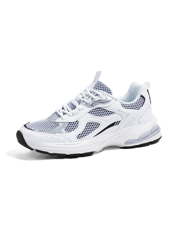 Chunky Fashion Mesh Sneakers Casual Running Walking Shoes,White,Womens