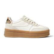 Classic Platform Sneakers Fashion Retro Casual Shoes,Beige,Womens