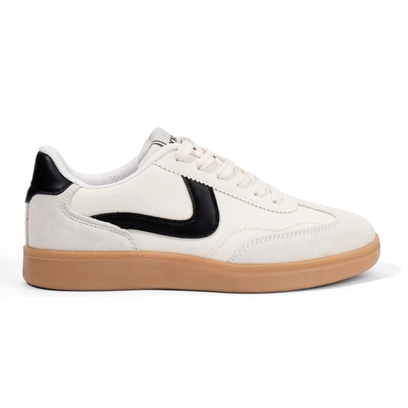 LUCKY STEP Classic Retro Fashion Sneakers Non Slip Casual Shoes,Black&Beige&Grey,Womens