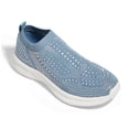 thumbnail image 1 of LUCKY STEP Fashion Breathable Rhinestone Sneaker Mesh Slip On Walking Shoes,Blue,Womens, 1 of 6
