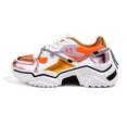 thumbnail image 1 of LUCKY STEP Fashion Colorblock Chunky Sneakers Retro Dad Casual Shoes,White&Orange,Womens, 1 of 10