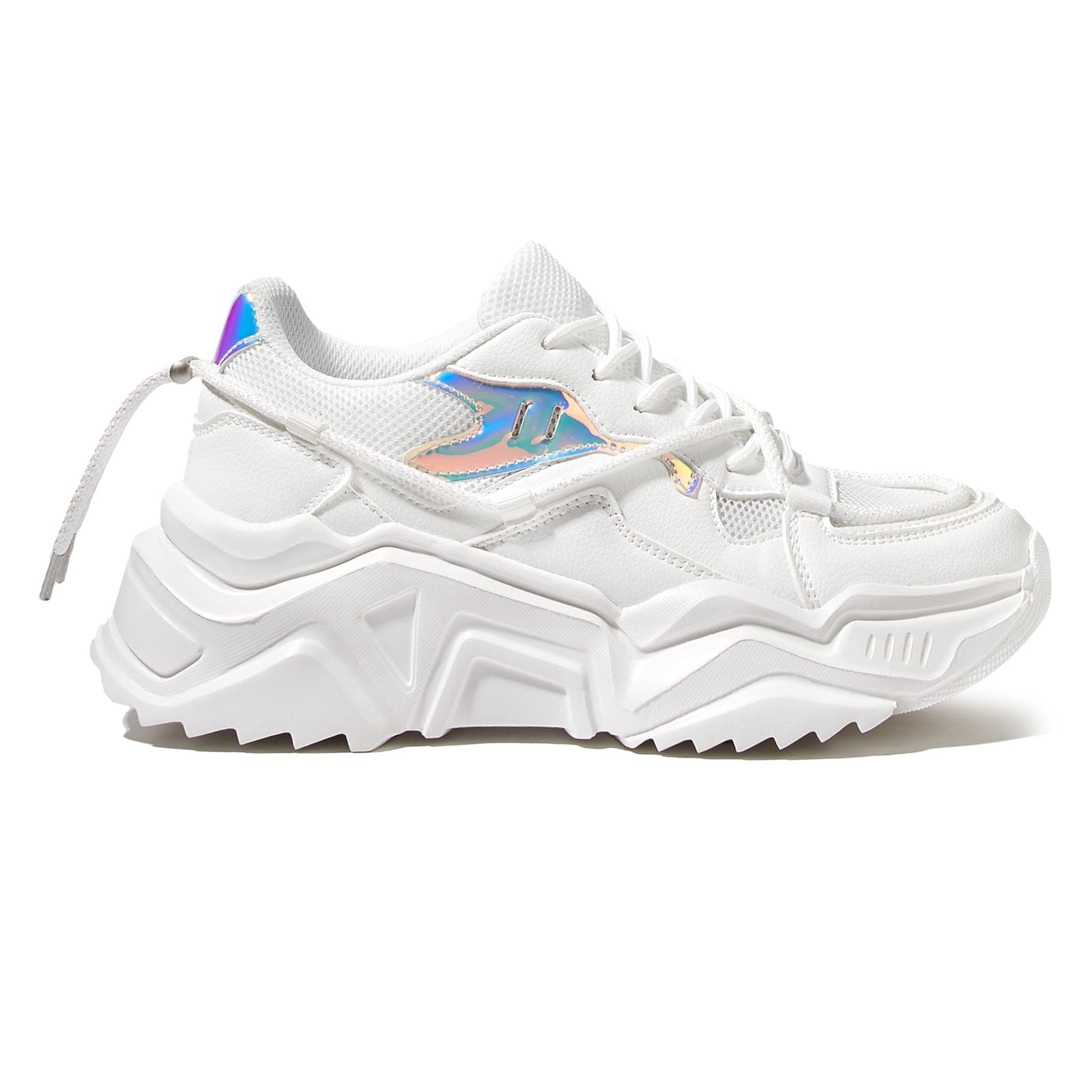 LUCKY STEP Fashion Colorblock Chunky Sneakers Retro Dad Walking Shoes ...