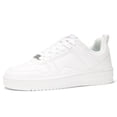 thumbnail image 1 of LUCKY STEP Womens Fashion Faux Leather Sneakers Low Top Lace Up Casual Shoes,All white, 1 of 10