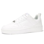Womens Fashion Faux Leather Sneakers Low Top Lace Up Casual Shoes,All white