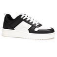 thumbnail image 1 of LUCKY STEP Fashion Faux Leather Sneakers Low Top Lace Up Walking Shoes,Black/White,Womens, 1 of 6