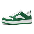 thumbnail image 1 of LUCKY STEP Womens Fashion Faux Leather Sneakers Low Top Lace Up Casual Shoes,Green&white, 1 of 10