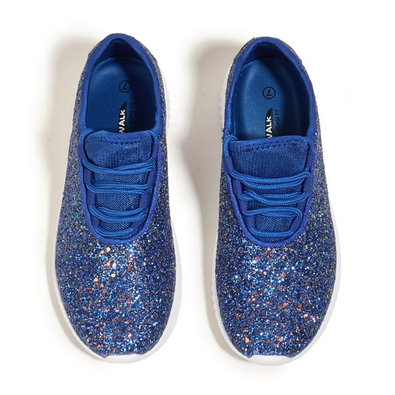 LUCKY STEP Fashion Glitter Sneakers for Womens/Girls Silp On Running Shoes Lightweigt Tennis Walking Sneakers(Blue,8.5B(M)US)