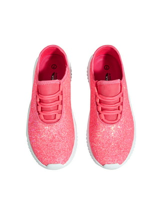 Neon Fuchsia Star Silver Glitter Sneakers 9