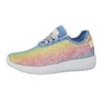 thumbnail image 1 of LUCKY STEP Fashion Glitter Sneakers for Womens/Girls Silp On Running Shoes Lightweigt Tennis Walking Sneakers(Rainbow Blue,10B(M)US), 1 of 7