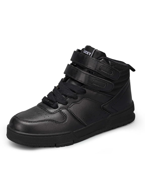 Fashion Hook and Loop High Top Sneakers Casual Walking Shoes,All Black,Womens