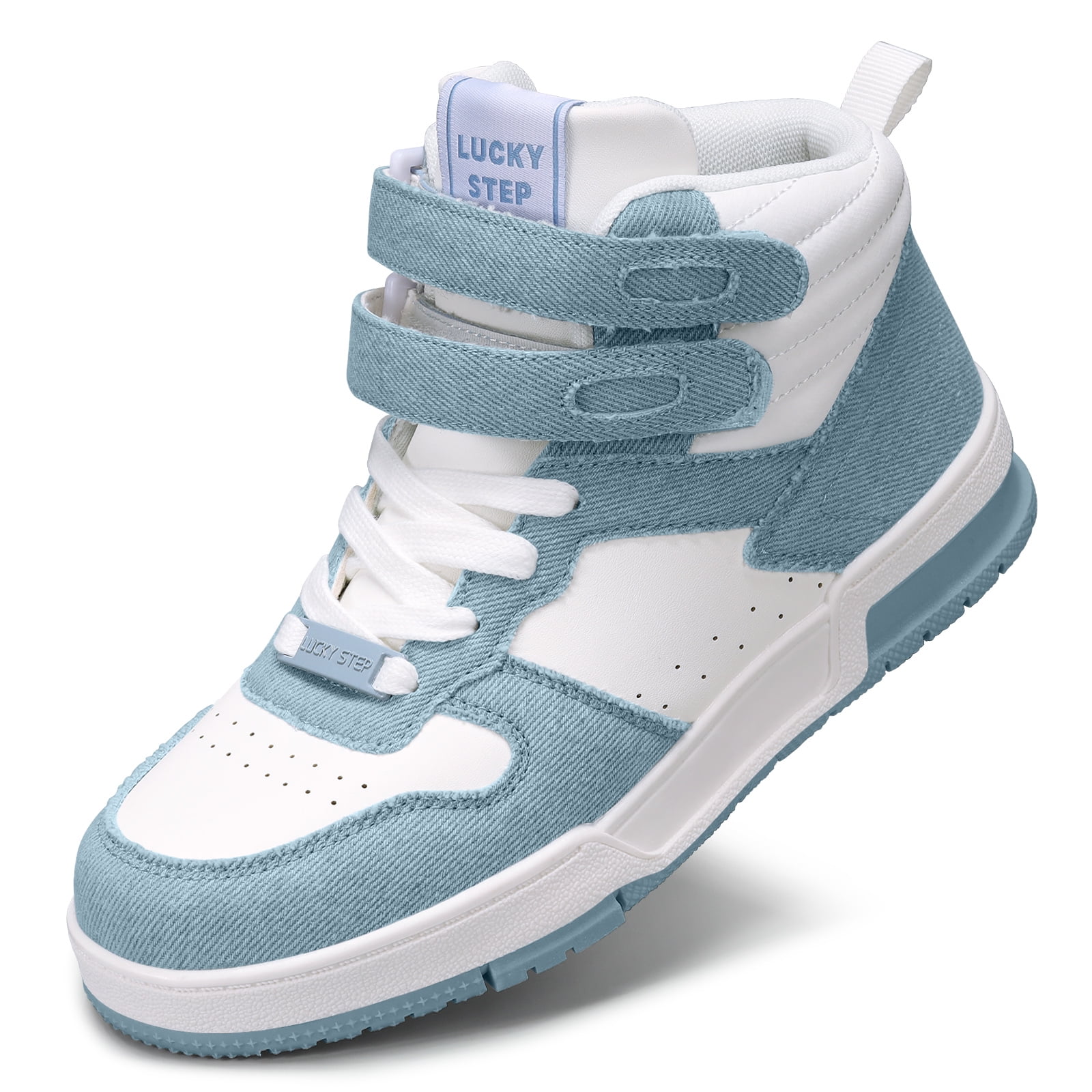 LUCKY STEP Fashion Hook and Loop High Top Sneakers Casual Walking Shoes ...