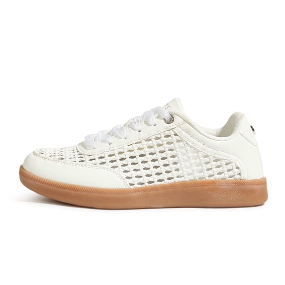 LUCKY STEP Fashion Retro Braided Raffia Style Sneakers Breathable Casual Shoes,White,Womens