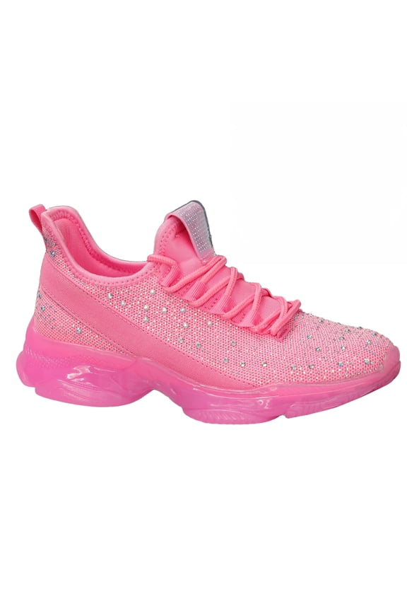 Fashion Rhinestone Mesh Sneaker Breathable Glitter Walking Shoes,Pink,Womens