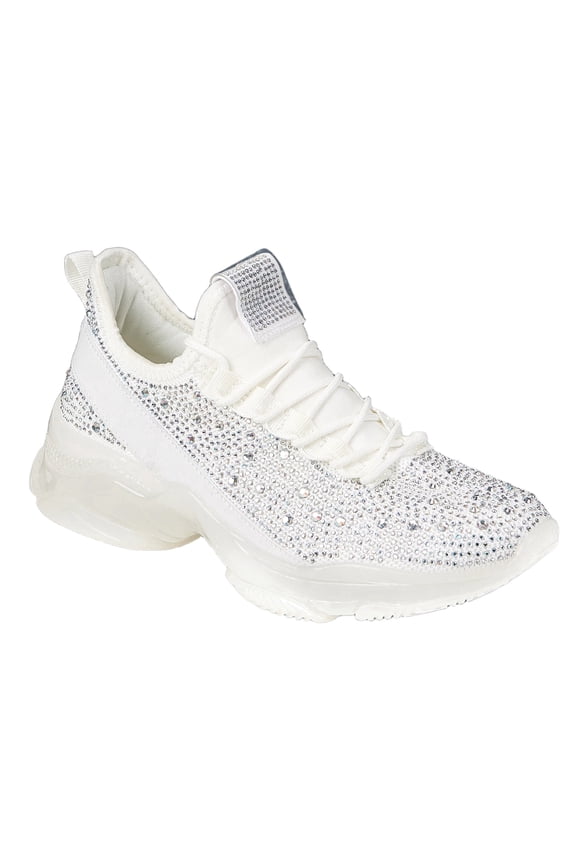 Fashion Rhinestone Mesh Sneaker Breathable Glitter Walking Shoes,White Hologram,Womens