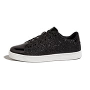 Womens Glitter Sneakers Sparkly Low Top Lace-Up Casual Shoes,Black