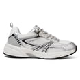 thumbnail image 1 of LUCKY STEP Lace Up Mesh Lightweight Fashion Sneakers Casual Running Shoes,White/Silver,Womens, 1 of 6