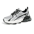 thumbnail image 1 of LUCKY STEP Lightweight Air Cushion Sneakers Mesh Running Walking Shoes,Black&Silver,Womens, 1 of 9