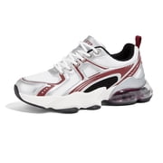 Lightweight Air Cushion Sneakers Mesh Running Walking Shoes,Red&Silver,Womens