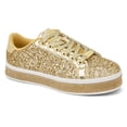 thumbnail image 1 of LUCKY STEP Platform Sparkly Fashion Sneakers Glitter Walking Shoes,Gold,Womens, 1 of 5