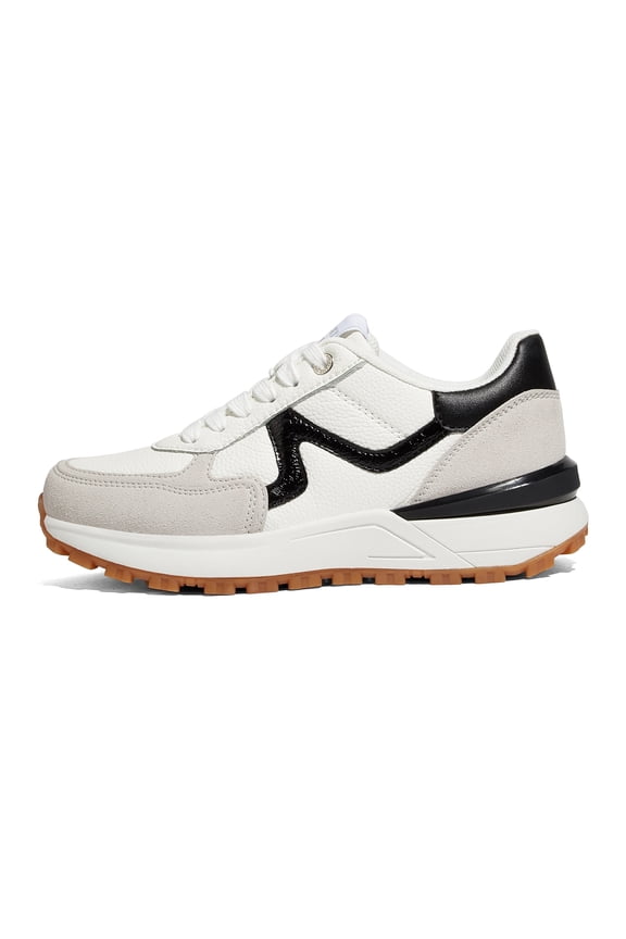 Womens Retro Chunky Sneakers Fashion Color Blocked Casual Shoes,Beige&Grey&Black