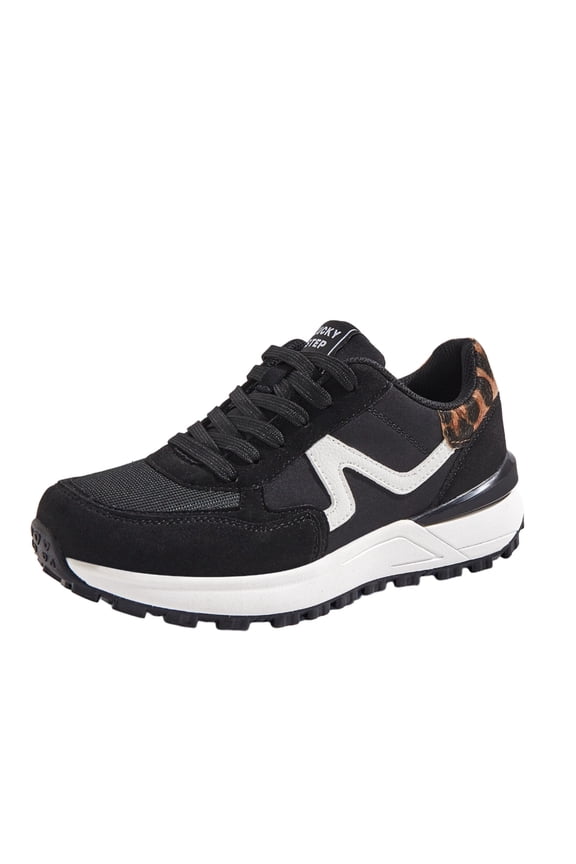 Womens Retro Chunky Sneakers Fashion Color Blocked Casual Shoes,Black