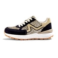 thumbnail image 1 of LUCKY STEP Womens Retro Chunky Sneakers Fashion Color Blocked Casual Shoes,Gold&Black, 1 of 10