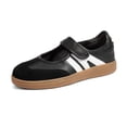 thumbnail image 1 of LUCKY STEP Retro Fashion Hook and Loop Sneakers Classic Slip on Casual Shoes,Black&White,Womens, 1 of 10