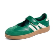 Retro Fashion Hook and Loop Sneakers Classic Slip on Casual Shoes,Olive Green,Womens