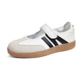 thumbnail image 1 of LUCKY STEP Retro Fashion Hook and Loop Sneakers Classic Slip on Casual Shoes,White&Black,Womens, 1 of 10