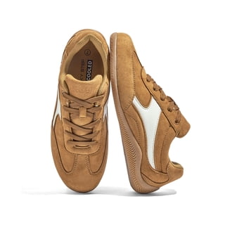 LUCKY STEP Retro Fashion Sneakers Lightweight Comfort Casual Shoes,Camel,Womens