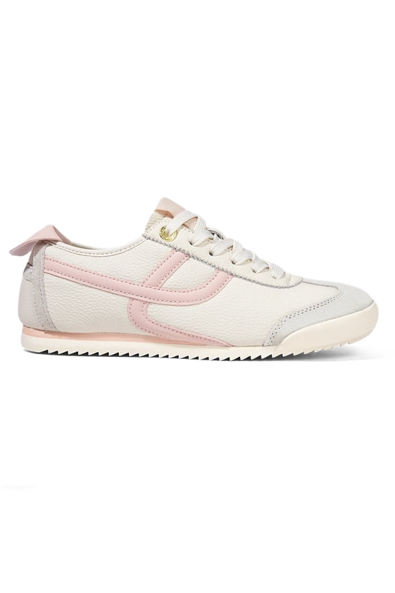 Retro Thin Sole Fashion Sneakers Casual Lightweight Walking Shoes,Beige/Pink,Womens