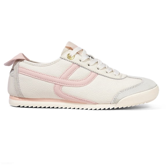 LUCKY STEP Retro Thin Sole Fashion Sneakers Lightweight Casual Shoes,Beige&Pink,Womens