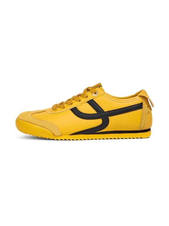 Retro Thin Sole Fashion Sneakers Casual Lightweight Walking Shoes,Yellow,Womens