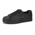 thumbnail image 1 of LUCKY STEP Rhinestone Fashion Glitter Sneakers Shiny Platform Shoes,Black/Pewter Rhinestone,Womens, 1 of 12