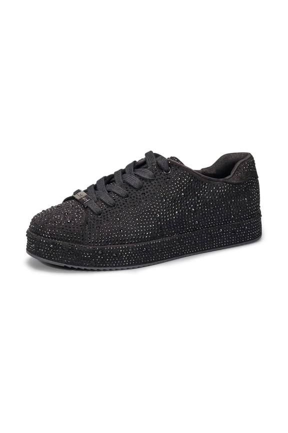 Rhinestone Fashion Glitter Sneakers Shiny Platform Shoes,Black Rhinestone,Womens