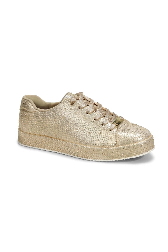Rhinestone Fashion Glitter Sneakers Shiny Platform Shoes,Gold Rhinestone,Womens
