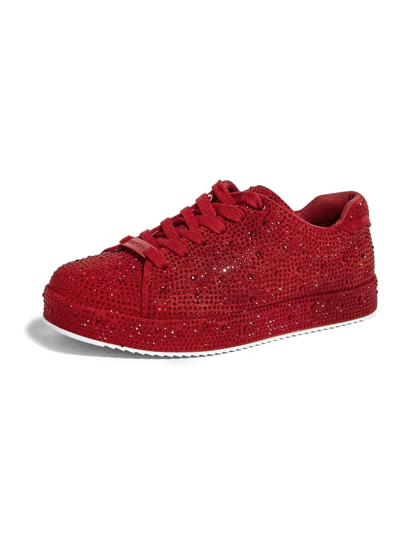 Rhinestone Fashion Glitter Sneakers Shiny Platform Shoes,Red Rhinestone,Womens