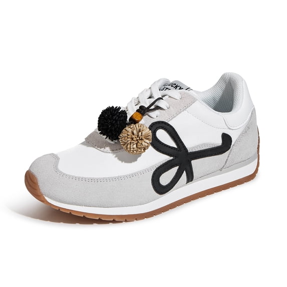 LUCKY STEP Stylish Retro Casual Comfortable Running Walking Shoes,Grey&Black,Womens
