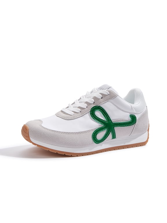 Stylish Retro Casual Comfortable Running Walking Shoes,Grey/Green,Womens